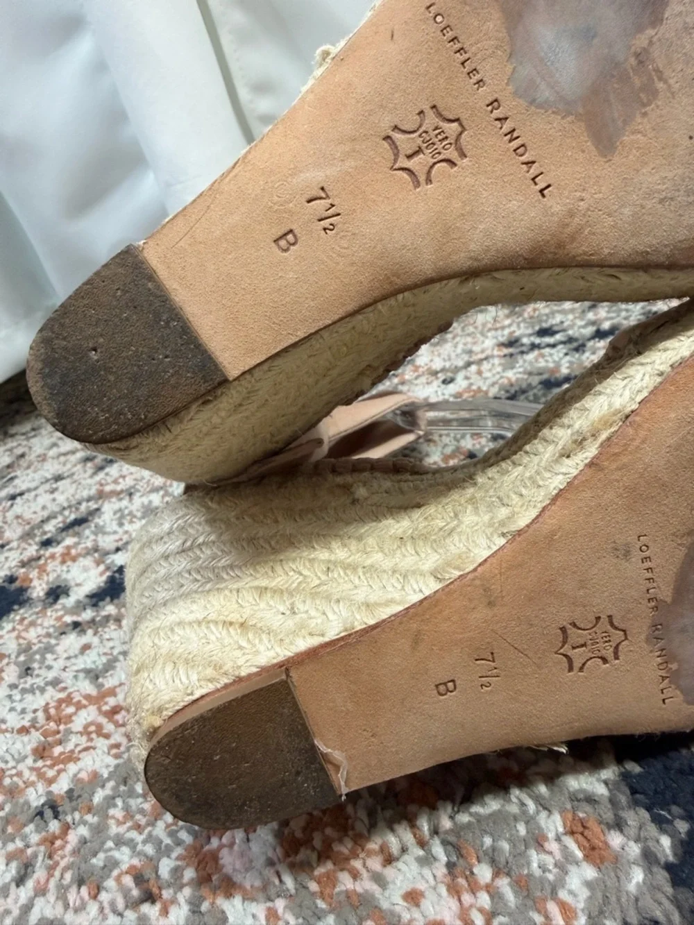 Loeffler Randall ‘Harper’ Blush Pink Suede Ankle Tie Espadrille Sandals Size 7.5
